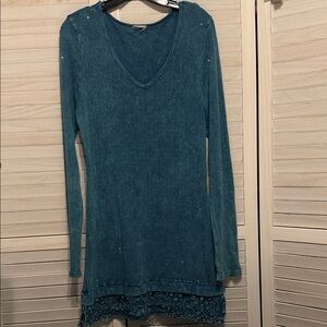 Sparkle Teal Long Sleeve Dress/Tunic. Large (?)